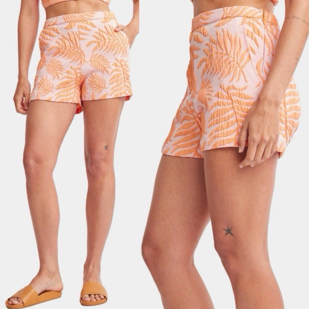 SELF CONTRAST Shaan Shorts Palm Leaf Size Medium Coastal resort wear chic